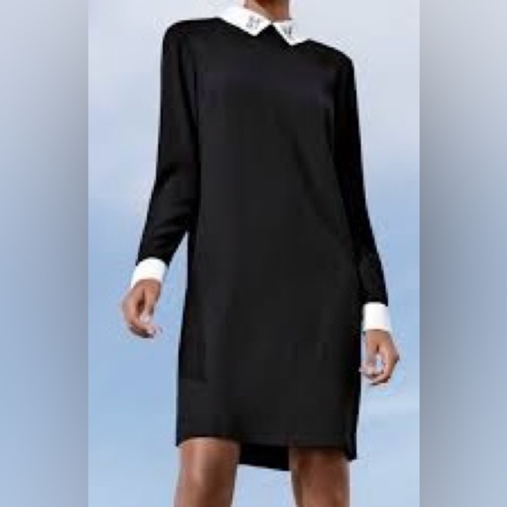 Victoria Beckham for Target Black Long Sleeve Dress with White Collar and Cuffs